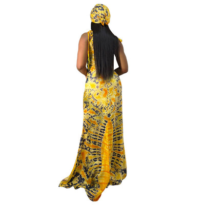 Vestido Largo Slim Fit con Tirantes Estampados y Pañoleta - Image 10