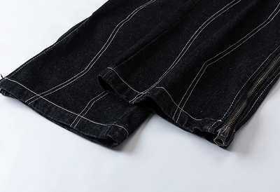 Pantalones Vaqueros Retro Holgados con Cierre Decorativo para Hombre y Mujer - Image 13