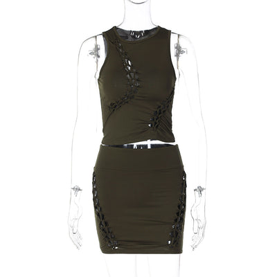 Vestido Liso sin Mangas Cuello Redondo - Image 14