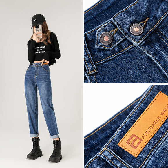 Radish Loose Slimming Effect High Waist Irregular Pants