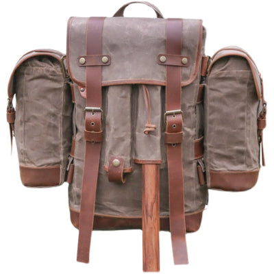 Mochila de Montaña Impermeable en Lona Encerada Estilo Retro - Image 4