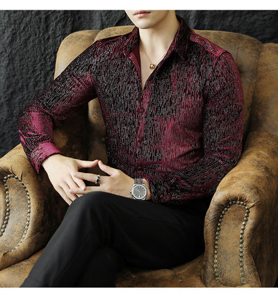 Camisa Slim Fit Brillante para Hombre - Estilo Personalidad - Image 27