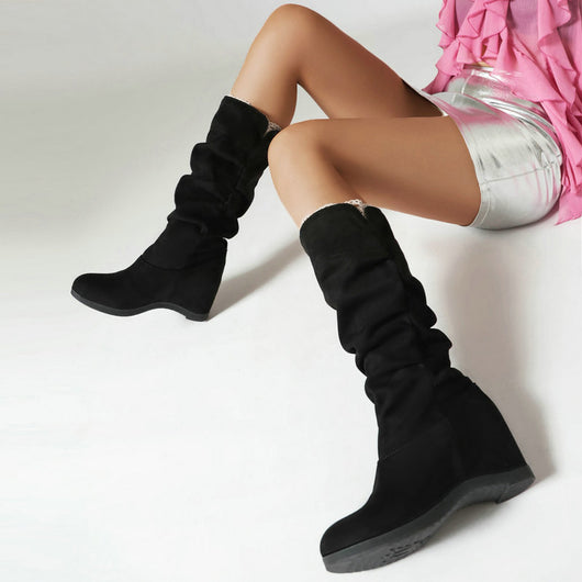 Botas Plataforma de Ante para Mujer - Estilo Alto y Versátil - Image 15