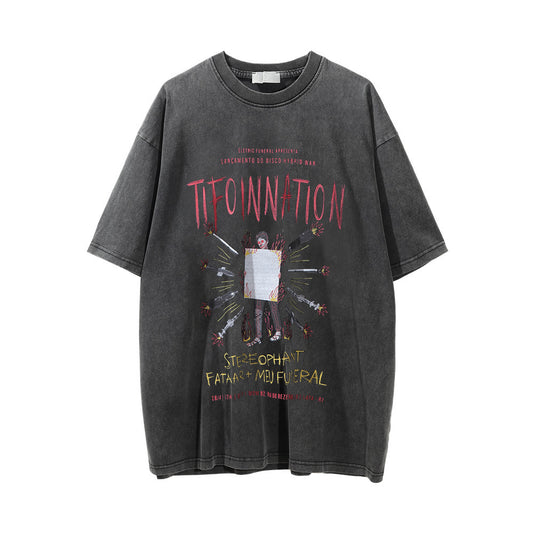 Camiseta Estampada con Efecto Desgastado para Hombre