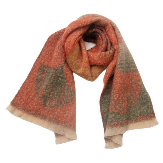 Bufanda Estilo Europeo Jacquard Hoja de Ginkgo - Image 11