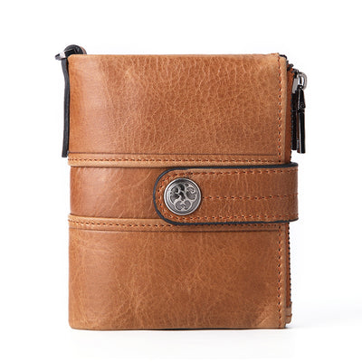 Billetera de Cuero Genuino con Cierre y Hebilla Retro para Hombre - Image 3