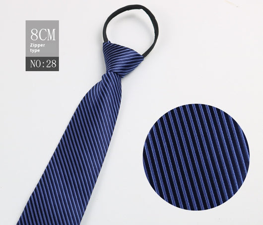 Corbata Negra Rayada Azul con Cierre Rápido - Corbata Ejecutiva Lazy Zip - Image 112