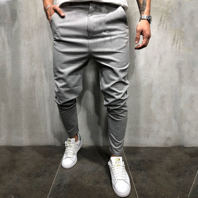 Pantalones Casuales Slim Fit en Tela Tejida Color Sólido para Hombre - Image 19