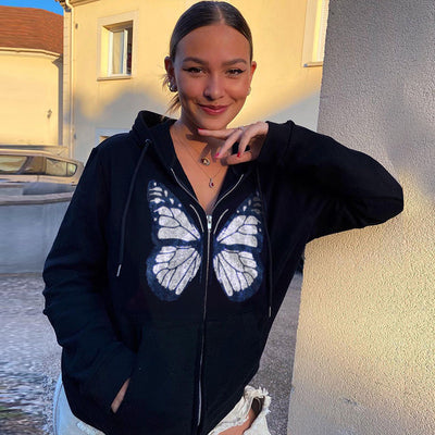 Sudadera Streetwear con Cierre de Mariposas y Cristales - Image 2
