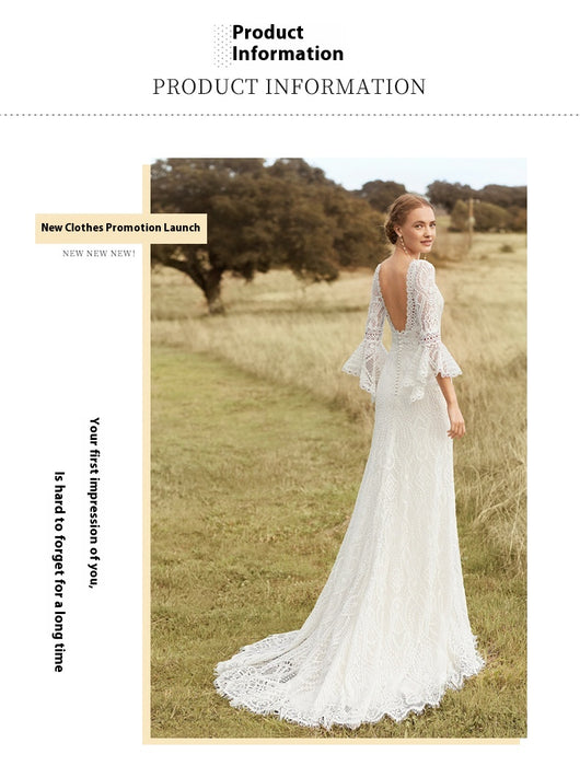 Vestido de Novia Bohemio Retro con Encaje Ligero - Image 9