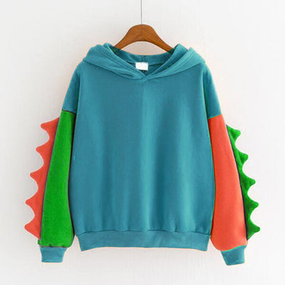 Sudadera con Capucha Dinosaurio Colores Contrastantes Abrigo Manga Larga - Image 6