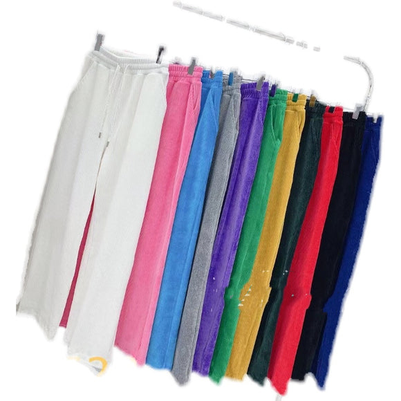 Pantalones de Pana Cintura Alta Recta Gruesos