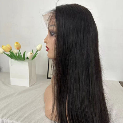 Peluca de Cabello Natural Encaje Completo Negro para Mujer - Image 8