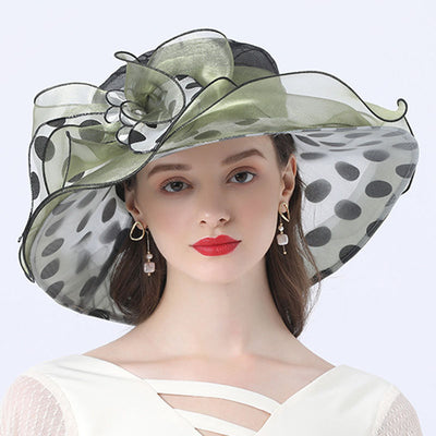 Sombrero de Ala Ancha para Mujer con Lunares - Protección Solar Elegante - Image 4