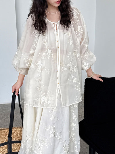 Vestido Camisero Bordado Estilo Chino Midi - Image 20