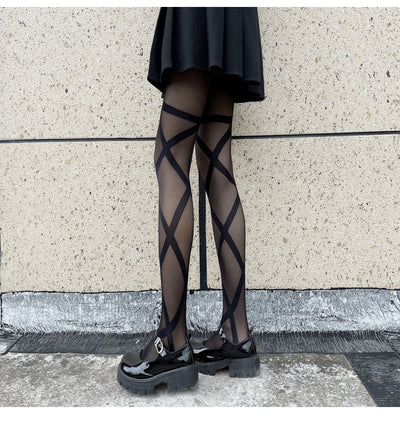 Calcetines Romper con Lazo Cruzado de Color Liso para Mujer - Image 4