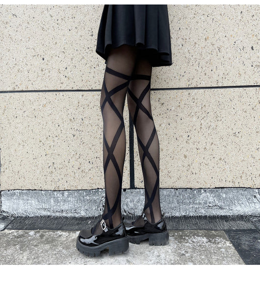 Calcetines Romper con Lazo Cruzado de Color Liso para Mujer - Image 4