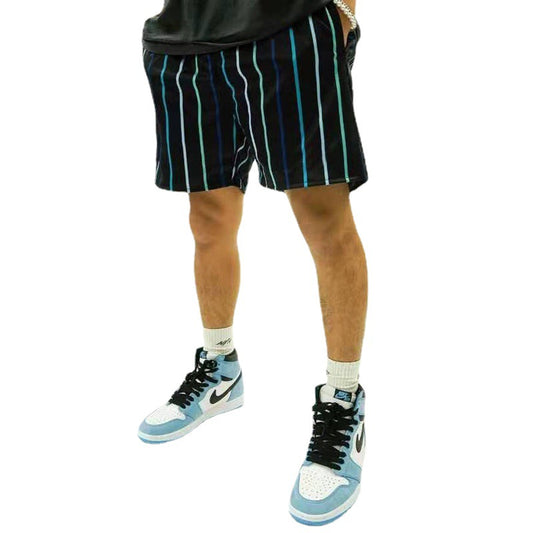 Shorts de Playa Estampado Digital a Rayas Secado Rápido Malla Holgada