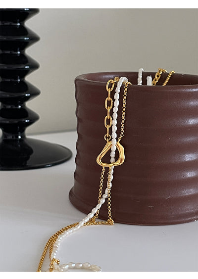 Collar Multicapa de Perlas con Diseño Mixto y Costura Decorativa - Image 13