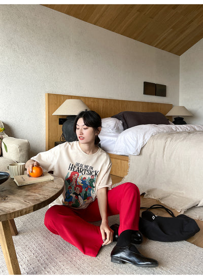 Playera Estampada Suelta y Ajustada para Mujer - Cuello Redondo Manga Corta - Image 22