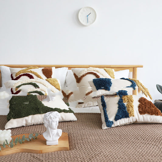 Almohada Decorativa Tufted con Contraste de Colores