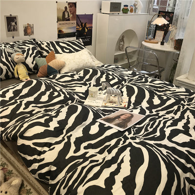 Juego de Cama Estampado Cebra 4 Piezas, Algodón 100% Puro
