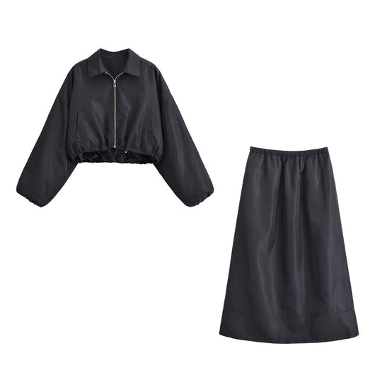 Chaqueta Minimalista Otoñal con Cuello Solapa y Falda Integrada - Image 3