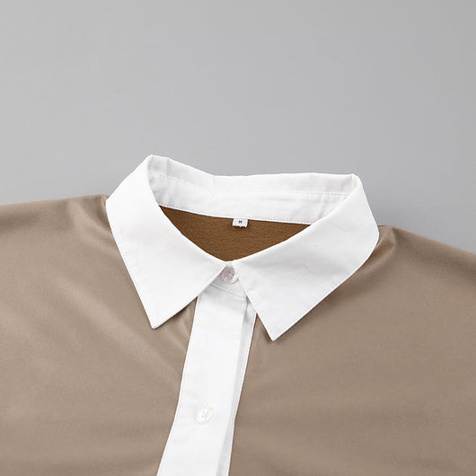 Blusa Manga Larga con Cuello Polo Holgado para Mujer - Image 11