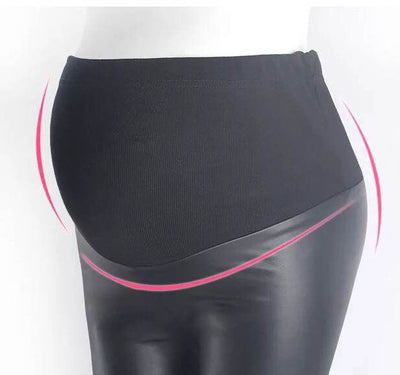 Pantalones de Maternidad en Cuero PU Terciopelo Engrosado Ajuste Slim - Image 12