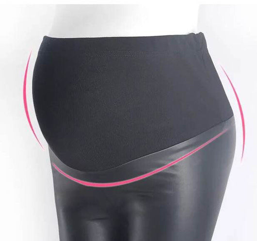 Pantalones de Maternidad en Cuero PU Terciopelo Engrosado Ajuste Slim - Image 12