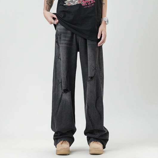 Pantalones Anchos con Diseño Irregular Roto - Image 12