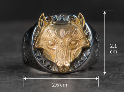 Anillo de Acero Titanio Cabeza de Lobo Vikingo Hip Hop Vintage para Hombre - Image 6