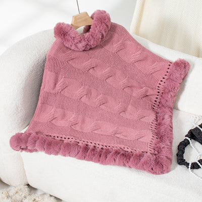 Poncho Suéter Grueso Trenzado con Cuello Alto - Image 27