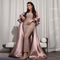 Vestido de Fiesta Elegante con Cuentas y Cola de Sirena en Rosa Seco