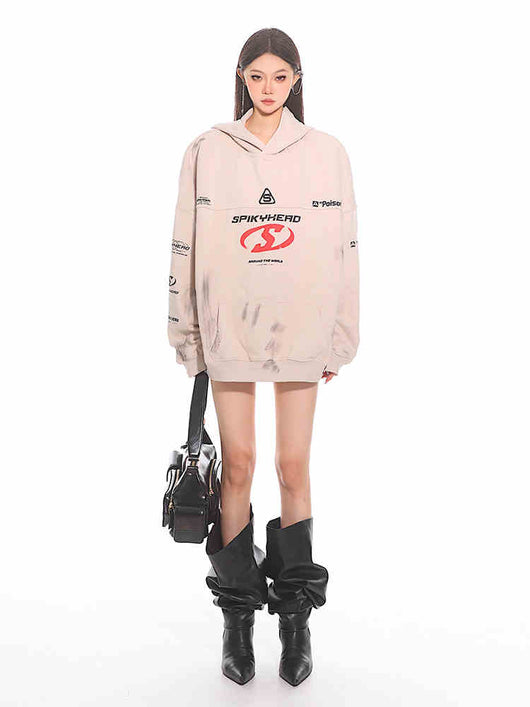 Sudadera Holgada con Capucha y Estampado de Letras - Image 8