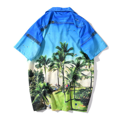 Camisa Casual de Manga Corta con Estampado 3D Playa - Image 3