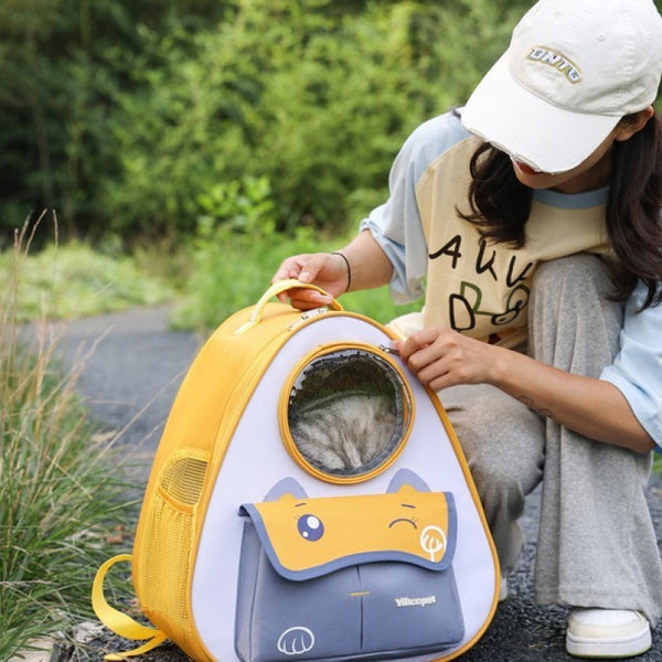 Bolsa Transportadora para Gatos - Mochila Portátil Tipo Queso