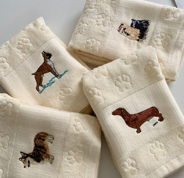 Toalla Absorbente para Mascotas con Bordado de Perro
