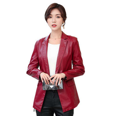 Blazer de Cuero Corto Estilo Coreano para Mujer - Ajuste Slim Elegante - Image 4