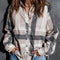 Camisa Cuadriculada de Solapa para Mujer - Otoño e Invierno