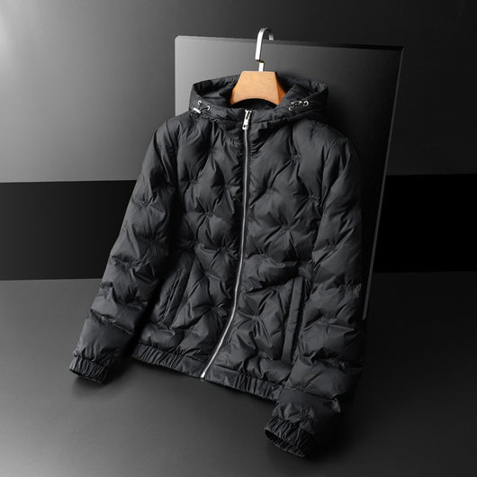 Chaqueta Acolchada con Capucha Bordada para Hombre Talla Grande - Image 3