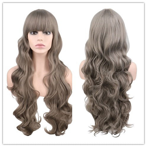 Peluca Cosplay Sirena Anime Rojo Oscuro Cabello Largo Ondulado - Image 7
