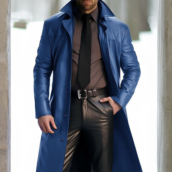 Abrigo de Cuero Vintage para Hombre - Corte Clásico