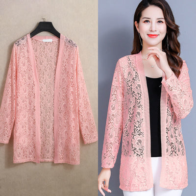 Cardigan Fino con Blusa de Encaje de Manga Larga - Image 15