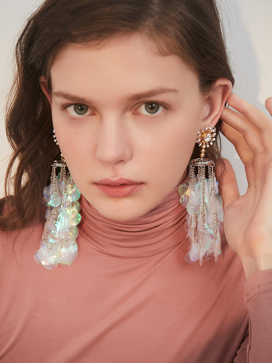 Aretes de Borla con Concha Imitada para Mujer - Image 9