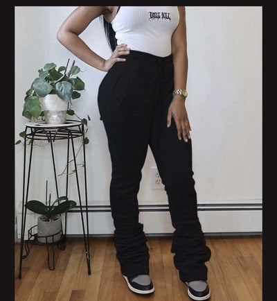 Pantalones Casuales Gruesos con Efecto Apilado para Mujer - Image 12