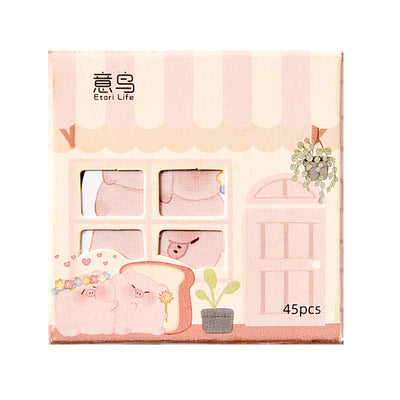 Set of 45 cute penguin paper stickers with various expressions and poses, packaged in a decorative shop-front box. - Image 6