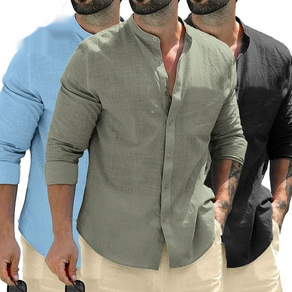 Camisas de Algodón para Hombre Manga Larga Estilo Ejecutivo Otoño