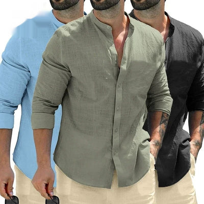 Camisas de Algodón para Hombre Manga Larga Estilo Ejecutivo Otoño
