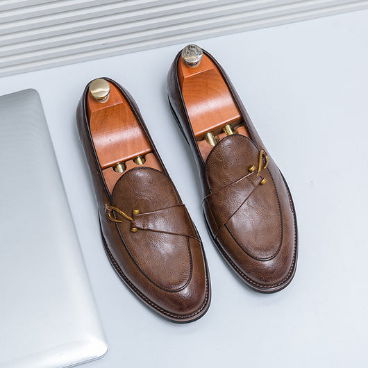 Zapatos Casuales Talla Grande Hombre Estilo Británico sin Cordones - Image 2
